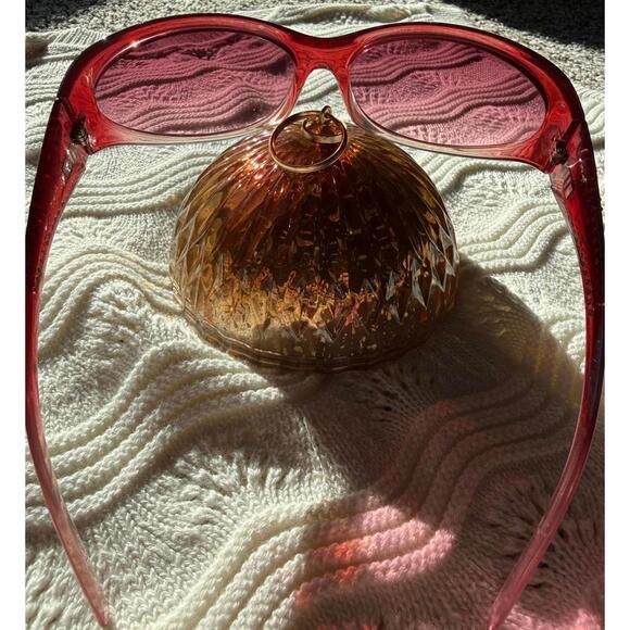 Pierre Cardin Womens Pink Ombre Oval Y2K Embellished Sunglasses main image 6